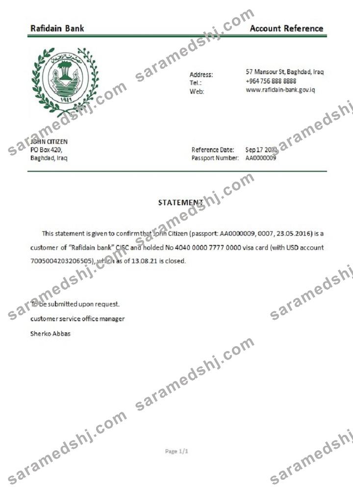 Iraq_Rafidain_closure reference